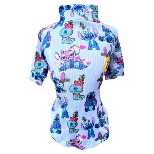 Camiseta Canelada Stitch Azul Bebê