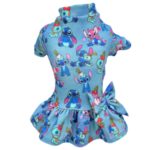 Vestido Moletom Stitch Azul Jeans