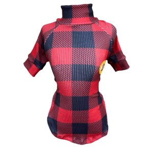 Camiseta Canelada Xadrez Verm. e Preto