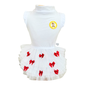 Regata com Tule Branco com Laço Vermelho