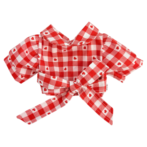 Casaco Cropped Tricoline Xadrez Vermelho Coração