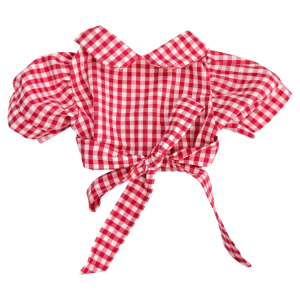 Casaco Cropped Tricoline Xadrez Vermelho