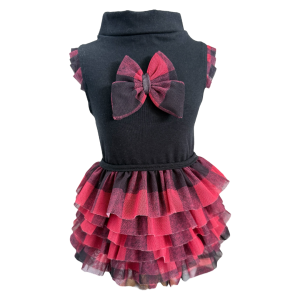 Regata com Tule Xadrez Vermelho e Preto
