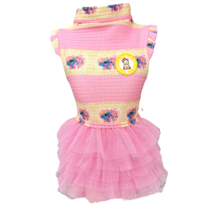 Regata Canelada com Tule Stitch Xadrez Rosa
