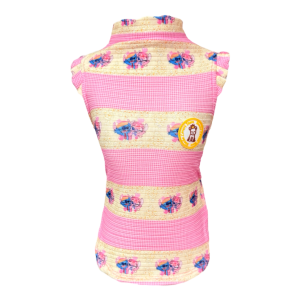 Regata Canelada Xadrez Stitch Rosa São João Fem