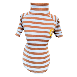 Camiseta Canelada Listrada Caramelo