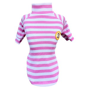Camiseta Canelada Listrada Rosa