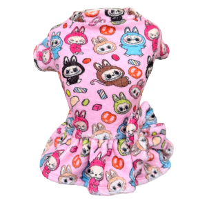 Vestido Fleece Labubu Rosa