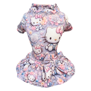 Vestido Moletom Hello Kitty Flores