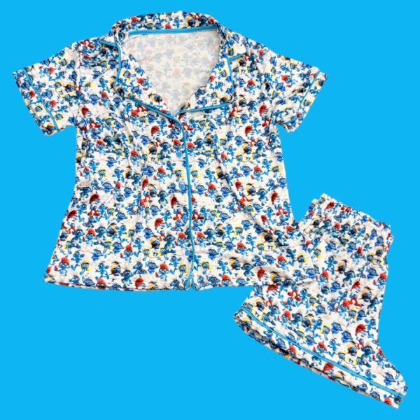 Pijama Adulto Feminino Smurfs Branco - Imagem 1