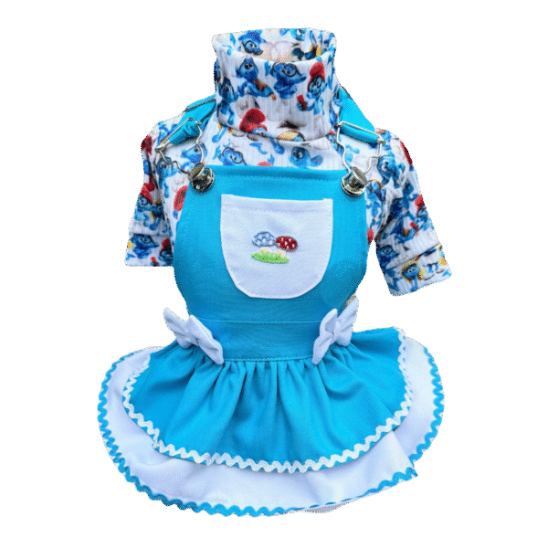 Jardineira Smurfs Azul e Branca Fem - Imagem 1