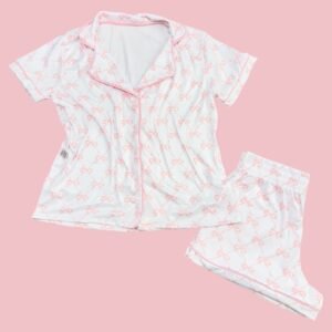 Pijama Adulto Feminino Laços Rosa