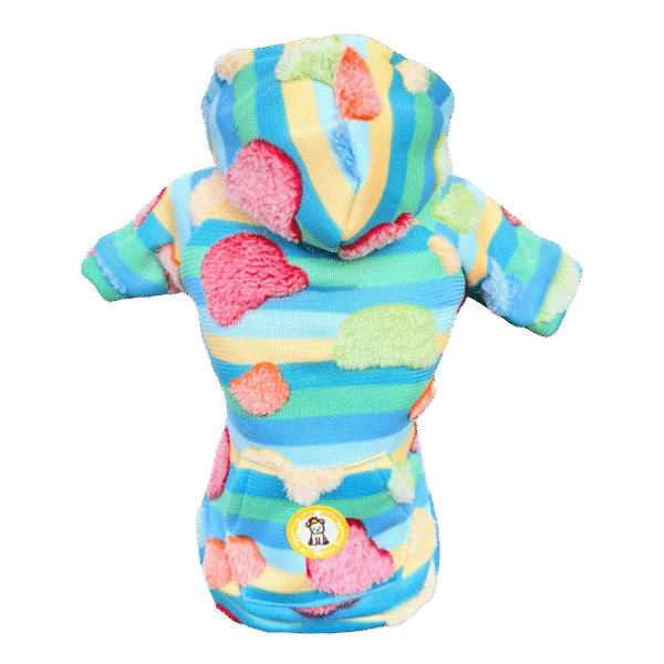 Moletom Fleece Listrado Ursinho Azul e Verde - Imagem 1