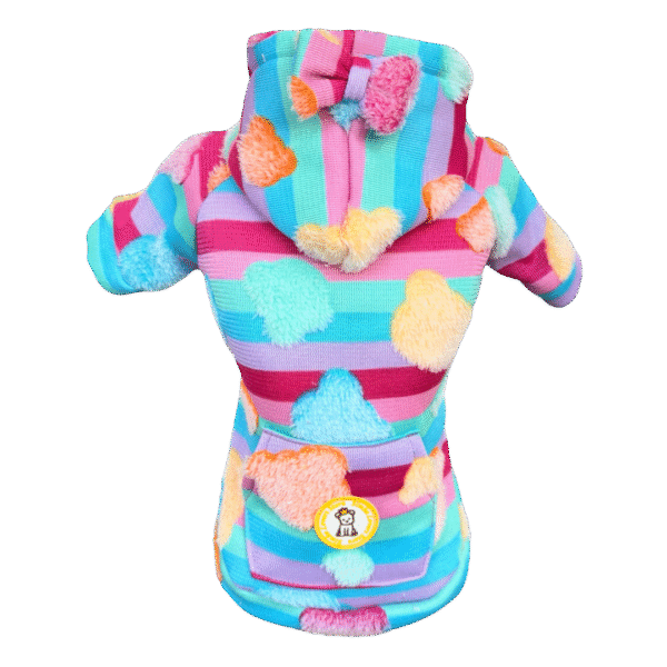Moletom Fleece Listrado Ursinho Rosa e Marsala - Imagem 1