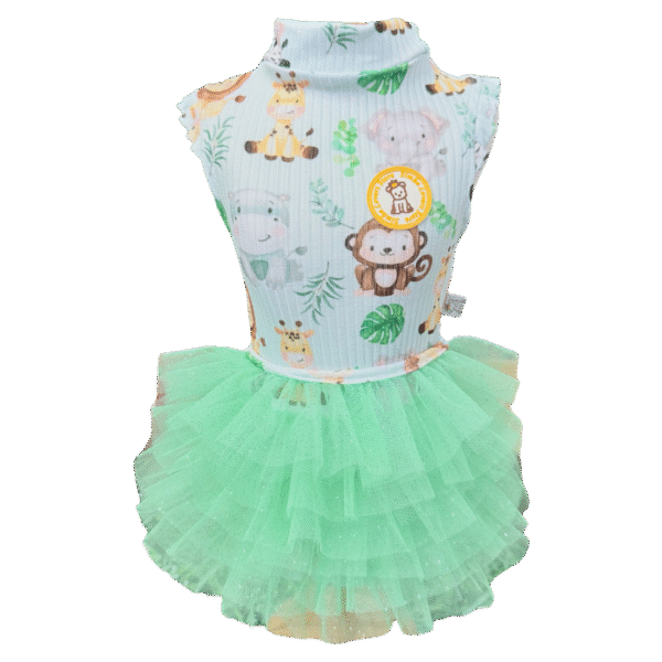 Regata Canelada com Tule Bichinhos Verde Água - Imagem 1
