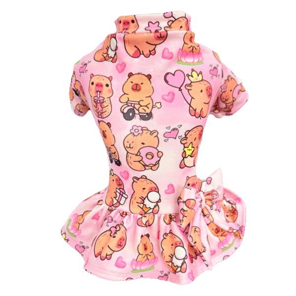 Vestido Moletom Capivara Coração Rosa - Imagem 1