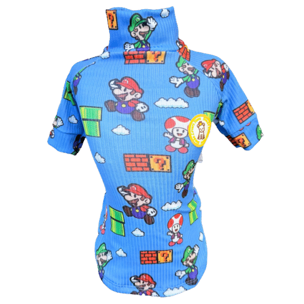 Camiseta Canelada Mario Bros Azul - Imagem 1