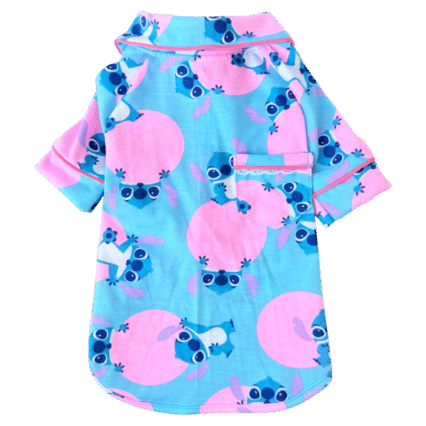 Pijama 2 Patas Stitch Bolinhas Azul com Rosa - Imagem 1