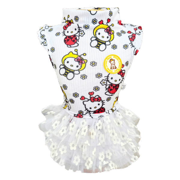 Regata Canelada com Tule Hello Kitty Abelha e Joaninha - Imagem 1